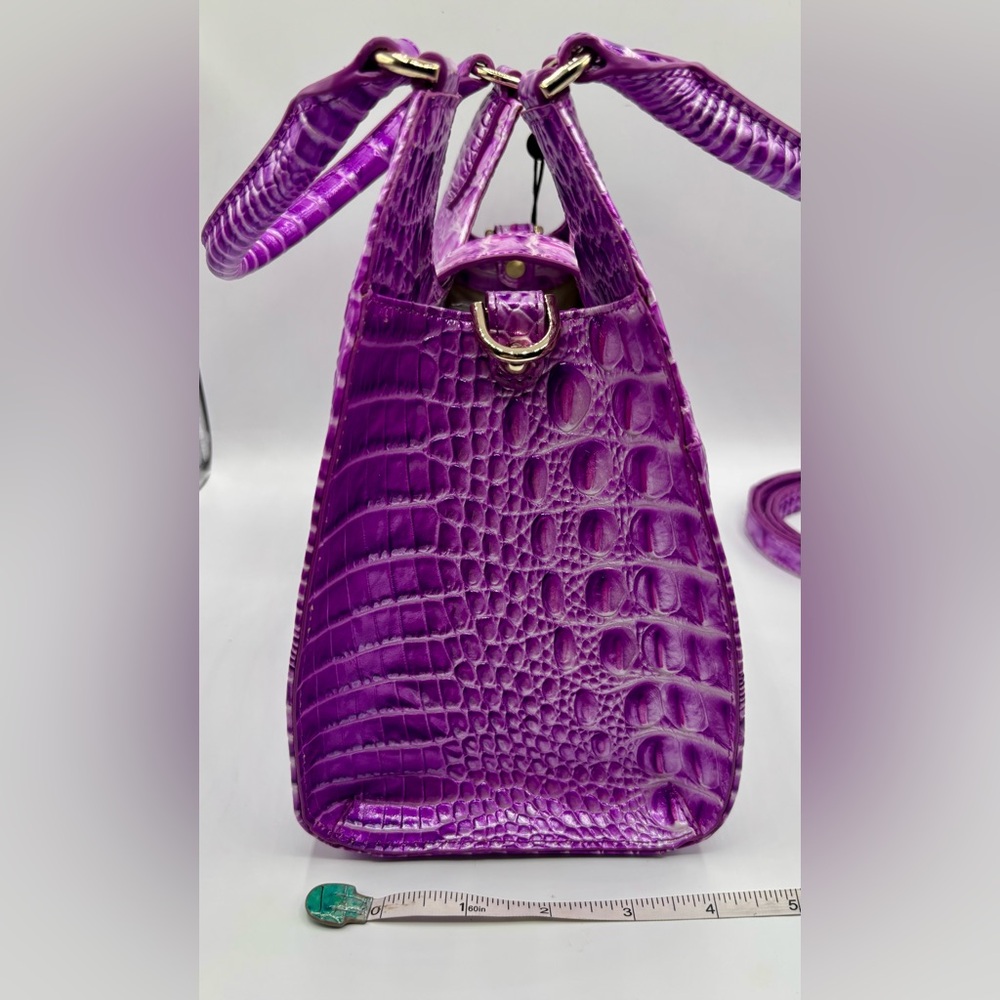 NWT Brahmin Adrian Satchel Lilac Essence Melbourne Crocodile Leather Bag - Picture 13 of 15